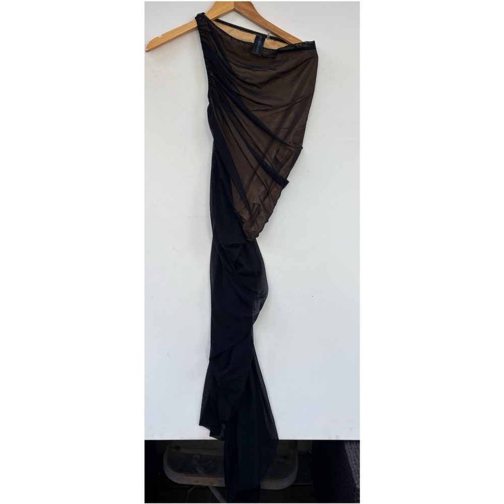 Norma Kamali Asymmetrical Mesh Dress